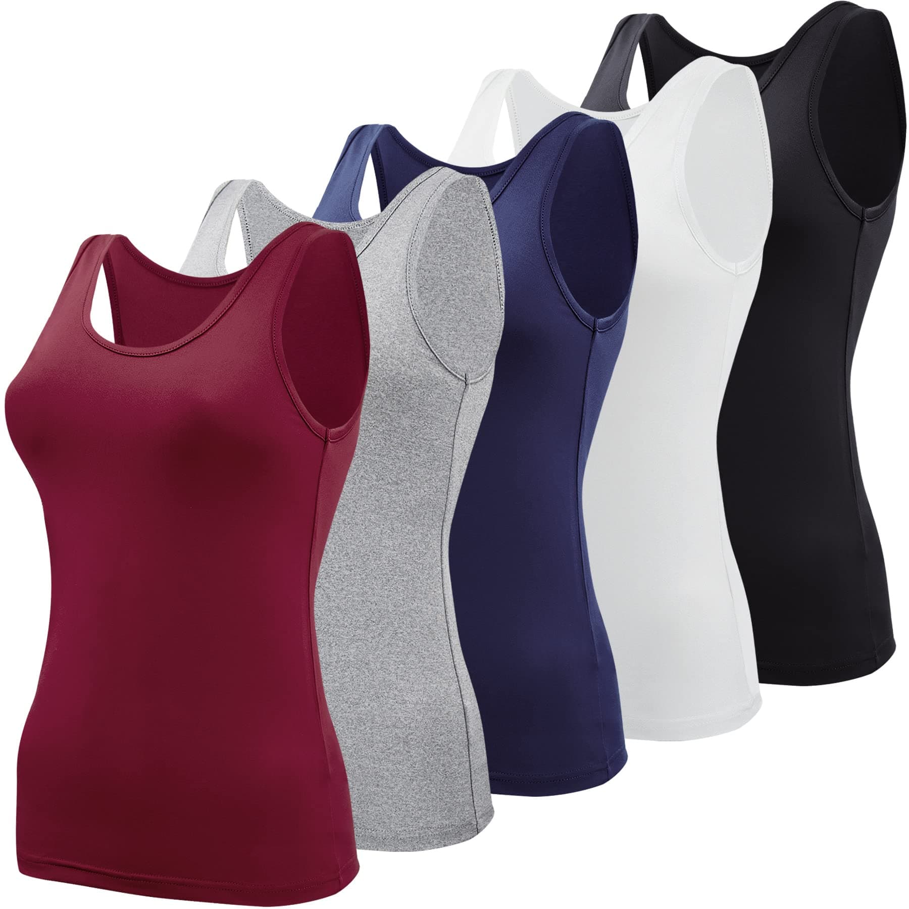 BQTQ 5 Pcs Basic Tank Tops for Women Undershirt Tank Top Sleeveless Under Shirts