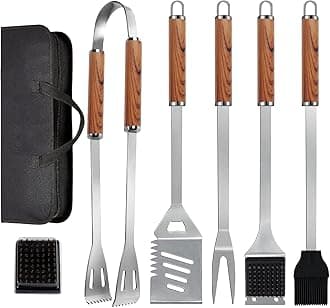 7-in-1 BBQ Tools Set Extra Thick Stainless Steel Grill Tool Set with Storage Bag, Premium Complete Outdoor BBQ Utensils Set Professional Barbecue Accessories BBQ Kit for Men and Women Gift