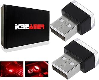 ICBEAMER [ Color:Red Universal USB Interface Plug-in Miniature Night Light LED Car Interior Trunk Ambient Atmosphere