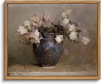 InSimSea Framed Canvas Wall Art Vintage Decor, Home Decor Flower in Pots Canvas Wall Painting Decor, Rustic Farmhouse Wall Decoration, Canvas Prints for Living Room Bedroom Office, 9"x11"