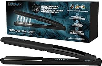 Revamp Progloss MoistureCare 1-Inch Flat Iron Hair Straightener – Steam Hair Straightener with Keratin, Argan & Coconut Oil Infused Ceramic & Ionic Floating Plates, Easy to Use with Auto-Off