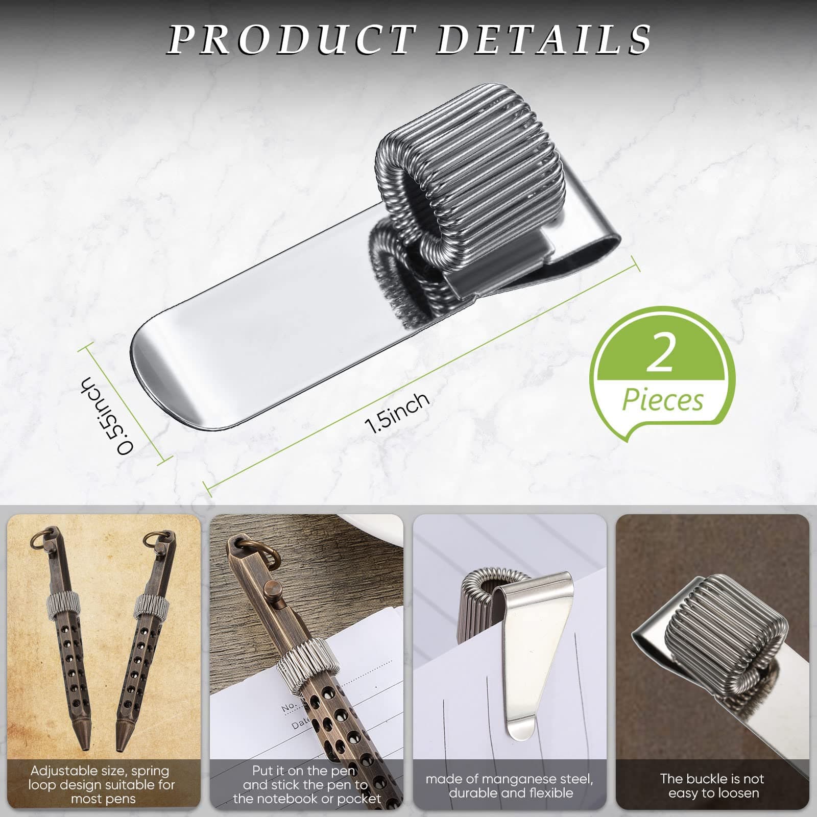 8 Pcs Bolt Action Pen Kit Include 2 Six Edge Solid Brass Pen 4 Replaceable Black Refills 2 Metal Pocket Clip with 2 Gift Package, for Men Gun Lover Valentine's Day Father Day Gift (Black)