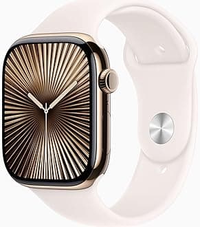 Apple Watch Series 10 [GPS, 42mm] - Gold Titanium Case with Light Blush Sport Band, M/L (Renewed)