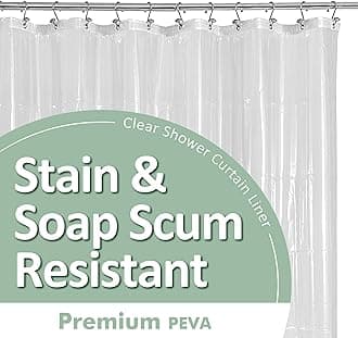 Barossa Design Plastic Shower Liner Clear - Premium PEVA Shower Curtain Liner with Rustproof Grommets and 3 Magnets, Waterproof Cute Lightweight Standard Size Shower Curtains for Bathroom - Clear