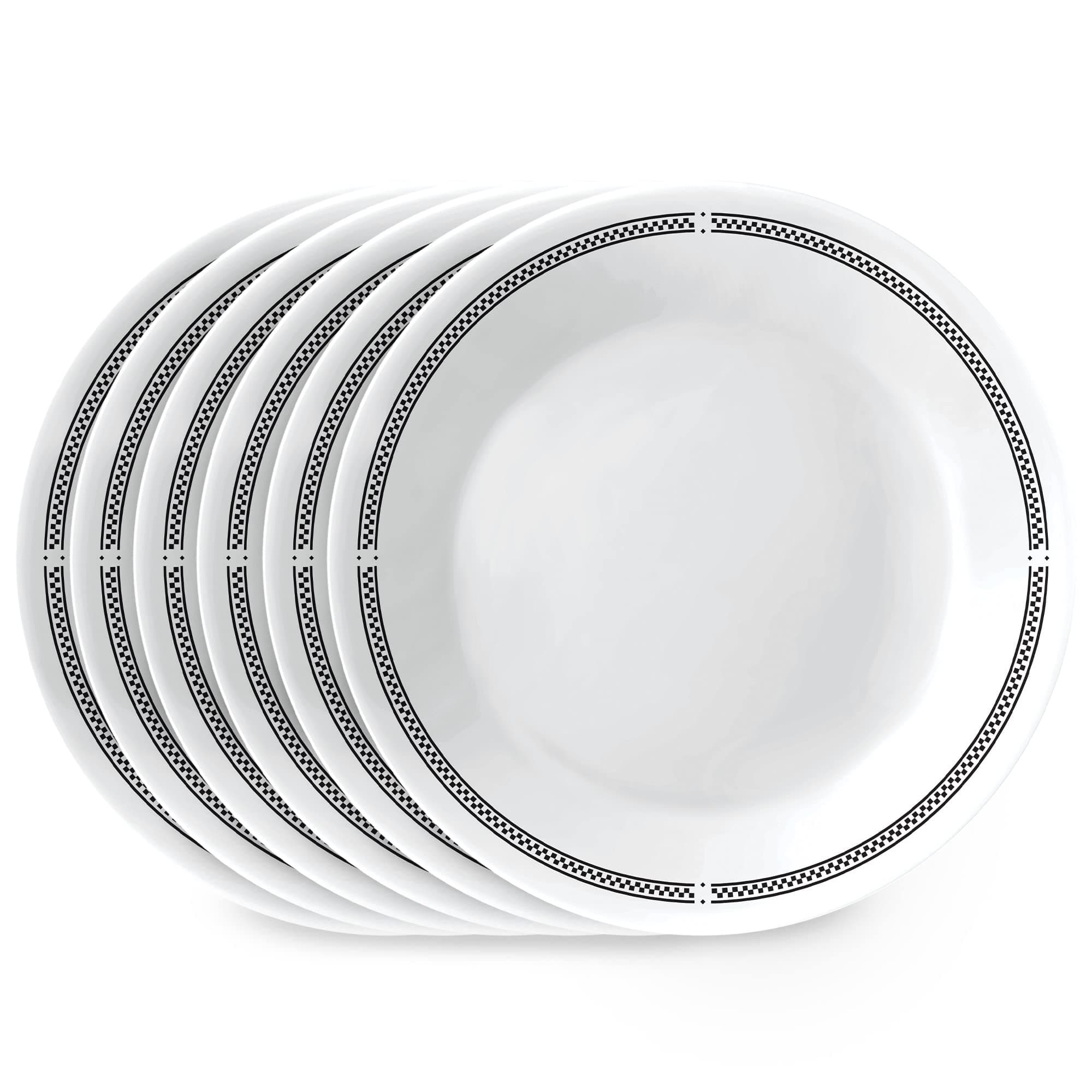 Corelle Vitrelle 6.75" Salad Appetizer Plate Set, Triple Layer Glass and Chip Resistant, Lightweight Round Plates, 6-Piece Brasserie