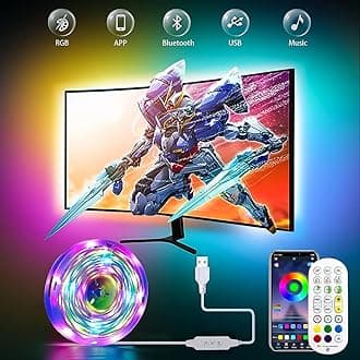 Daymeet TV Led Lights, 5M LED Lights for TV with Remote RGB Led Lighting for 55-85inch Monitor, USB Powered Light Behind, 5050 Backlight Sync with Music, Bluetooth APP Control
