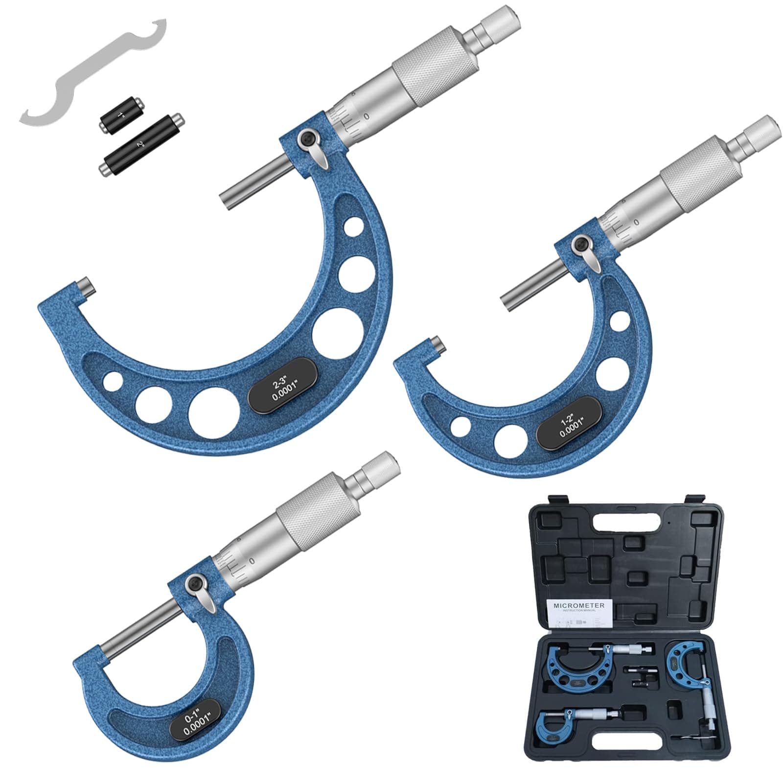 0-3" Outside Micrometer Set，3 Pcs Tool Set