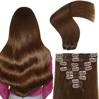 Medium Brown Clip in Hair Extensions Real Human Hair 22 Inch for Women Invisible Natural Straight Seamless Clip in Hair Extensions Human Hair 8pcs Double Weft 75g (#4 Medium Brown, 22 Inch)