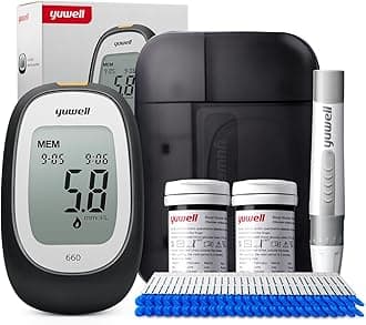 Blood Sugar Monitor and Test Kit | Test Strips x50, Lancets x50 | Glucose Monitor with Diabetes Testing Kit, 500 Readings, Ultra Light, Advanced Chip, Easy Strip Ejection