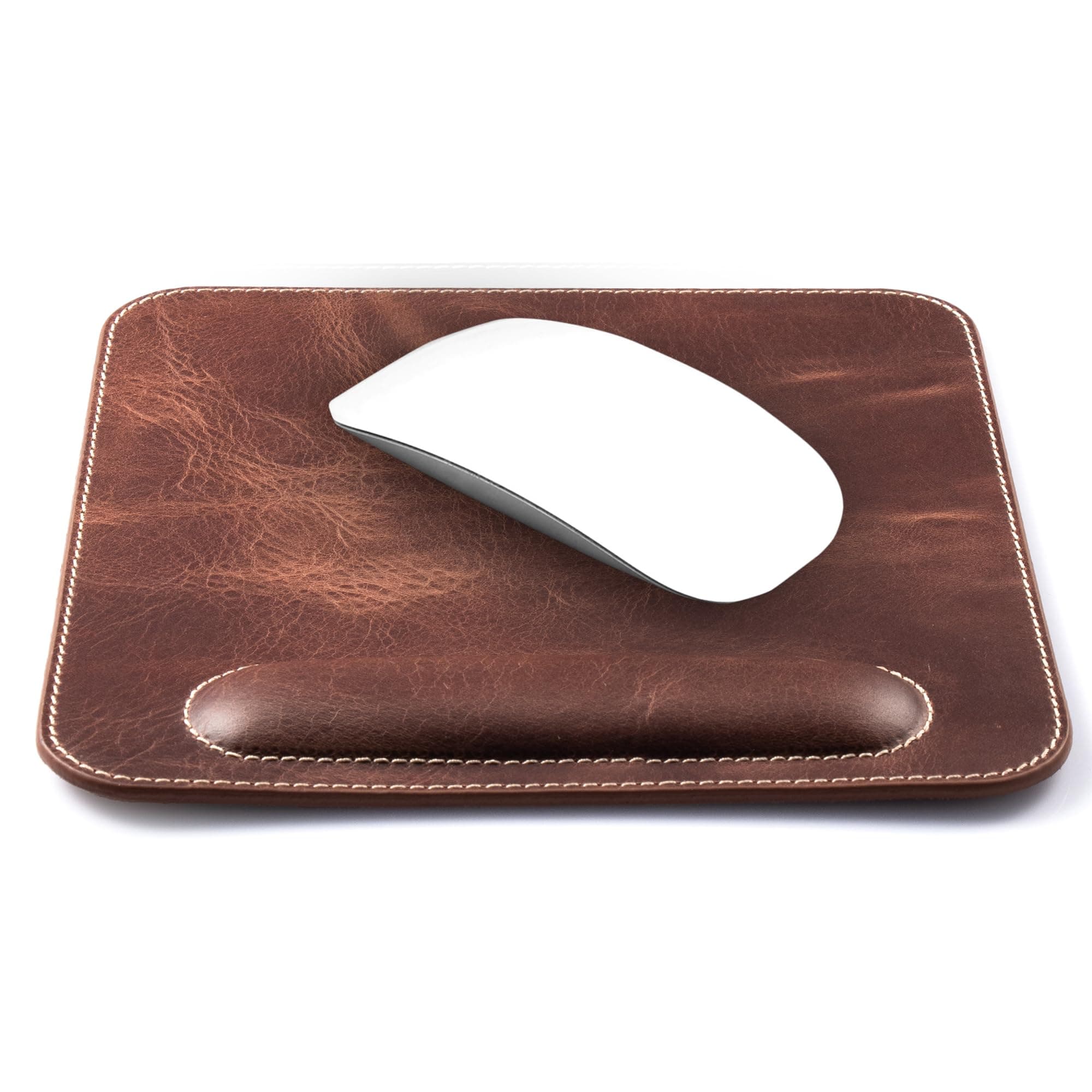 Top Grain Leather Mouse Pad with Wrist Rest – Ergonomic Support, Non-Slip Base, Smooth Surface
