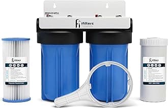 iFilters 2-Stage 10" Well Water Whole House Filtration Complete Commercial Grade System | Removes Sediment, Chlorine, Rust, Odor, Taste, Iron, Heavy Metals | Dual Stage with 1" Ports