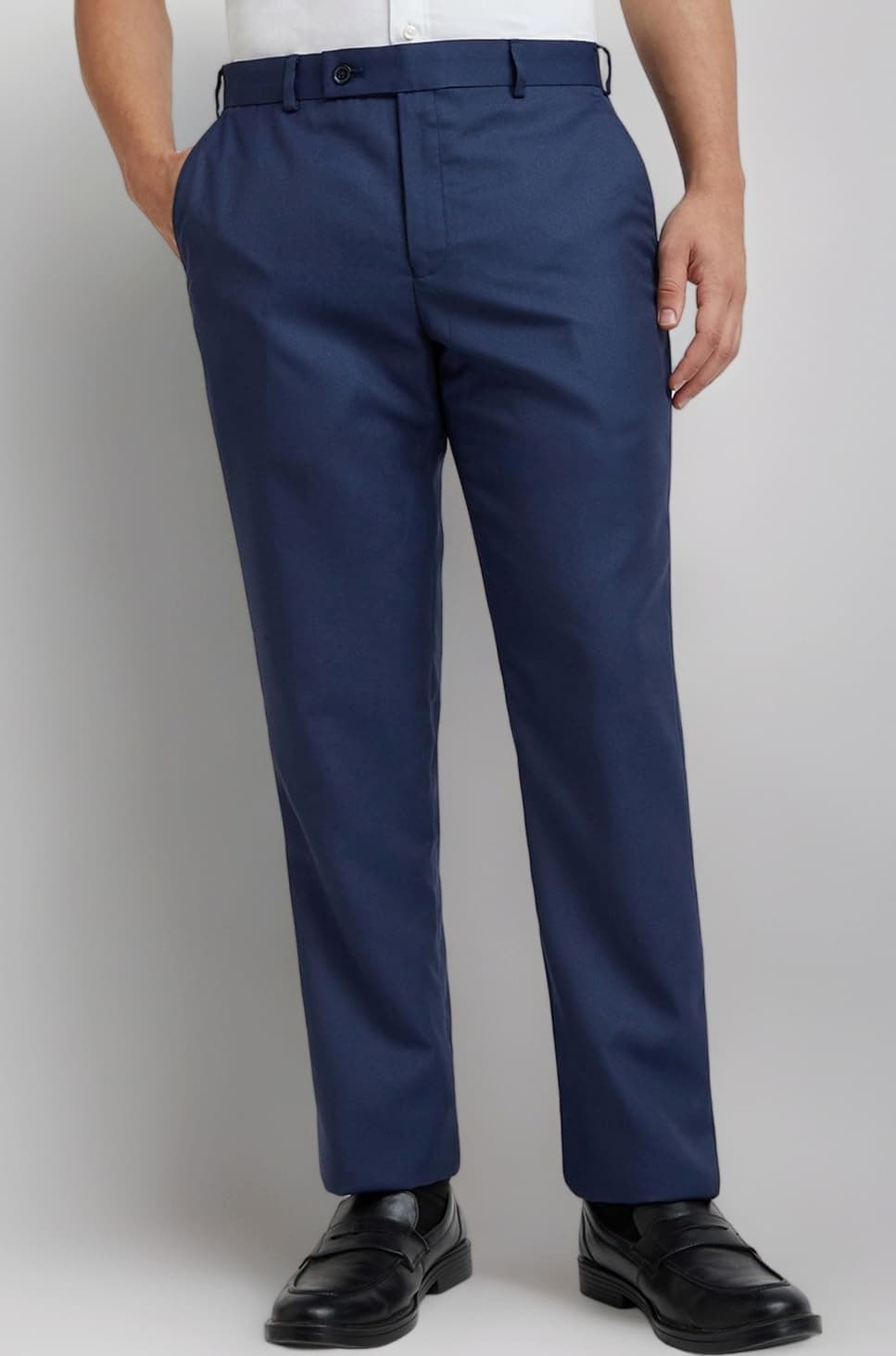 Park Avenue Men's Regular Fit Mid Rise Structure Pattern Poly Viscose Blend Flat Front Formal Trouser