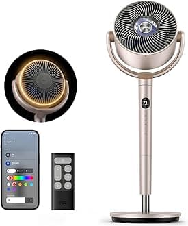 Standing Fan, DC Motor Quiet Fans with Wi-Fi for Bedroom, Gold