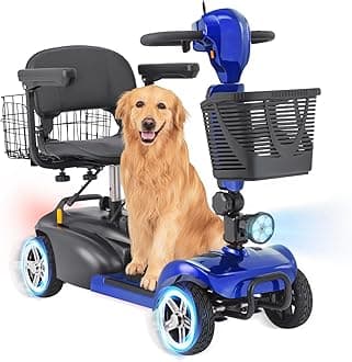 4 Wheel Mobility Scooter for Seniors&Adults - Up to 15 Miles Range,Foldable Powered Electric Wheelchair Device w/600WH Battery,Only 58 lb Weight, Dual Basket, 300 lb Capacity