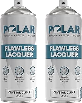 Polar Flawless Clear Lacquer Spray - 2 x 400ml - Gloss Finish - Non-Yellowing & Scratch Resistant - Interior & Exterior Surfaces for Wood, Metal, Plastics, Glass & Ceramics