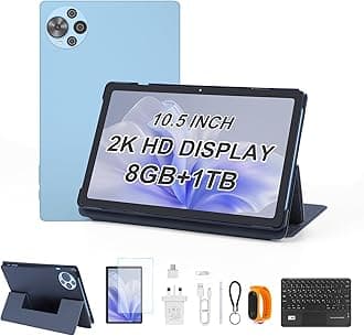 C idea 10.5 inch Tablet,8GB+1TB Tablet PC with Android 14,Dual SIM,5G LTE 1280x2000 2KHD Touch Screen,Long Lasting Battery Tablet,CM10500 Plus (Blue)