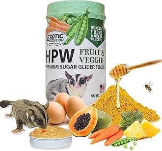 Exotic Nutrition Sugar Glider HPW Diet Jar - High Protein Healthy Natural No Mess Food for Sugar Gliders - High Protein Wombaroo Diet (Fruit & Veggie)