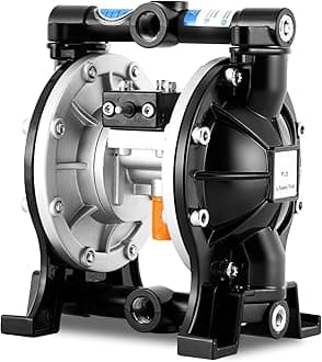 Air-Operated Diaphragm Pump Pneumatic Dual Waste Oil Transfer Pump PTFE Diaphragm by Aluminum Alloy 1/2" Fluid Inlet & Outlet, 1/4" Air Inlet (48L/min)