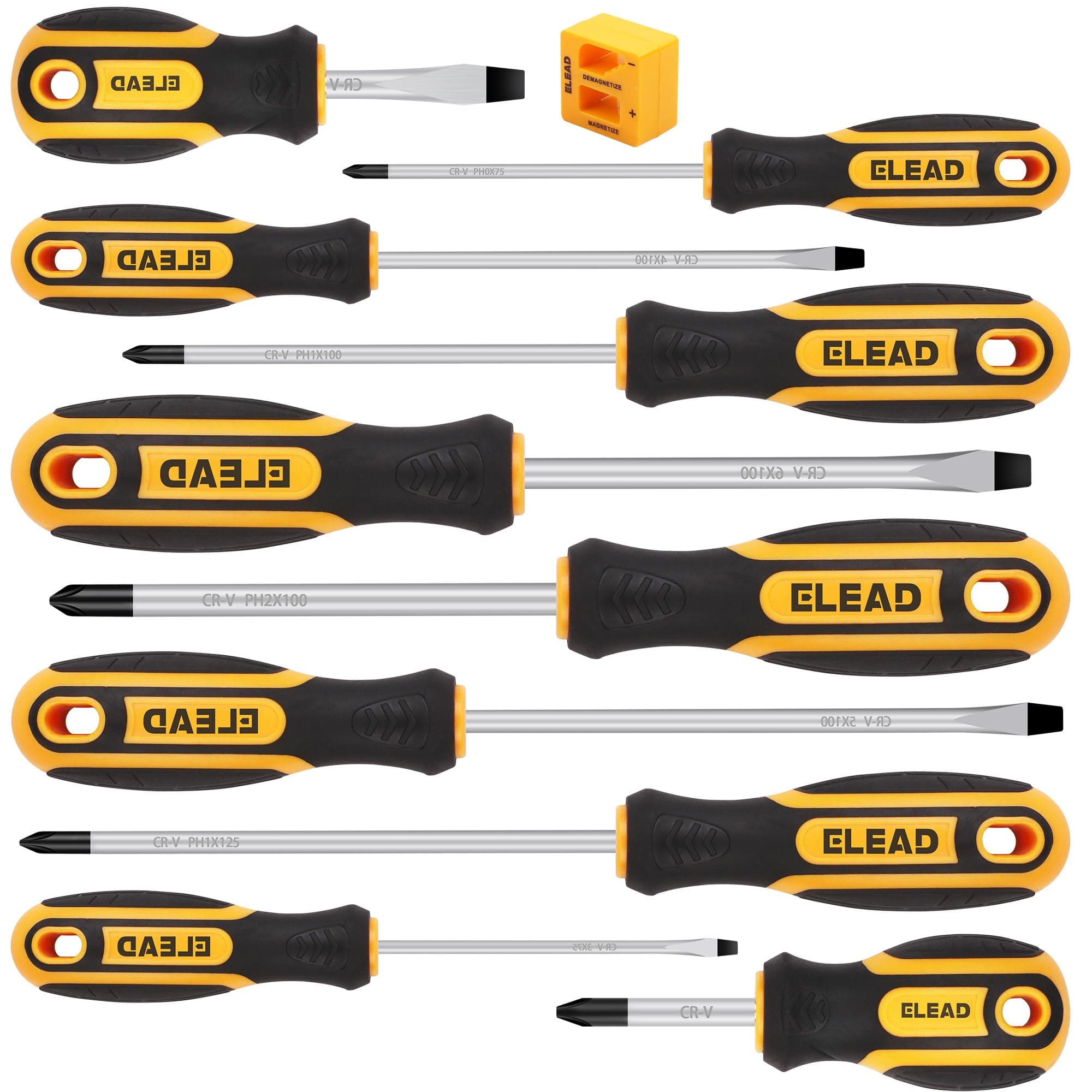 11-piece Screwdriver Set 5 Phillips and 5 Slotted Tips magnetic screwdriver set screw driver work on small screws as well as large. Magnetizer Demagnetizer for Screwdriver Tips Bits and Small Tools