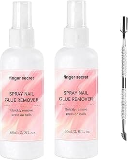 Spray Nail Glue Remover 60ml/2FL.OZ (2pcs)& Nail Scraper,Professional Nail Remover For Wear Nail Press On Nails, Easily & Quickly Remove Fake Nails Nail Tips, Doesn't Hurt Nails﻿
