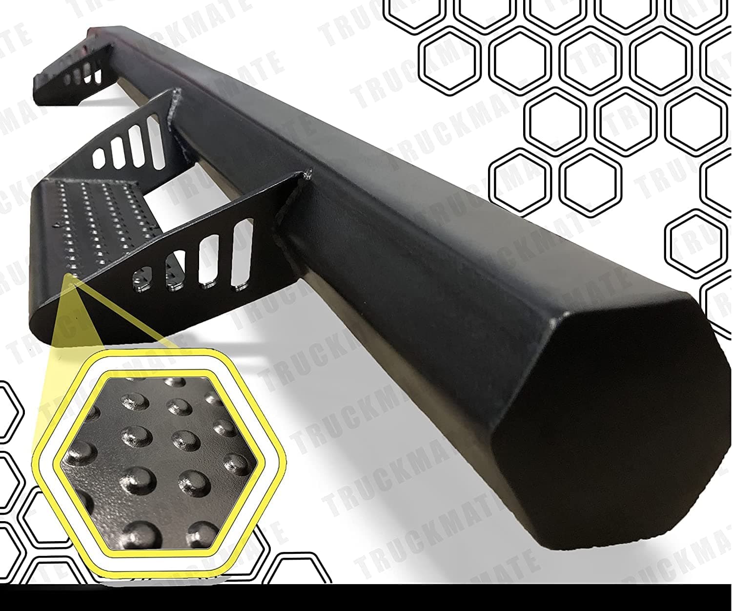 Compatible with Hex Side Step Rail Running Board 2005-2022 Toyota Tacoma Double Cab