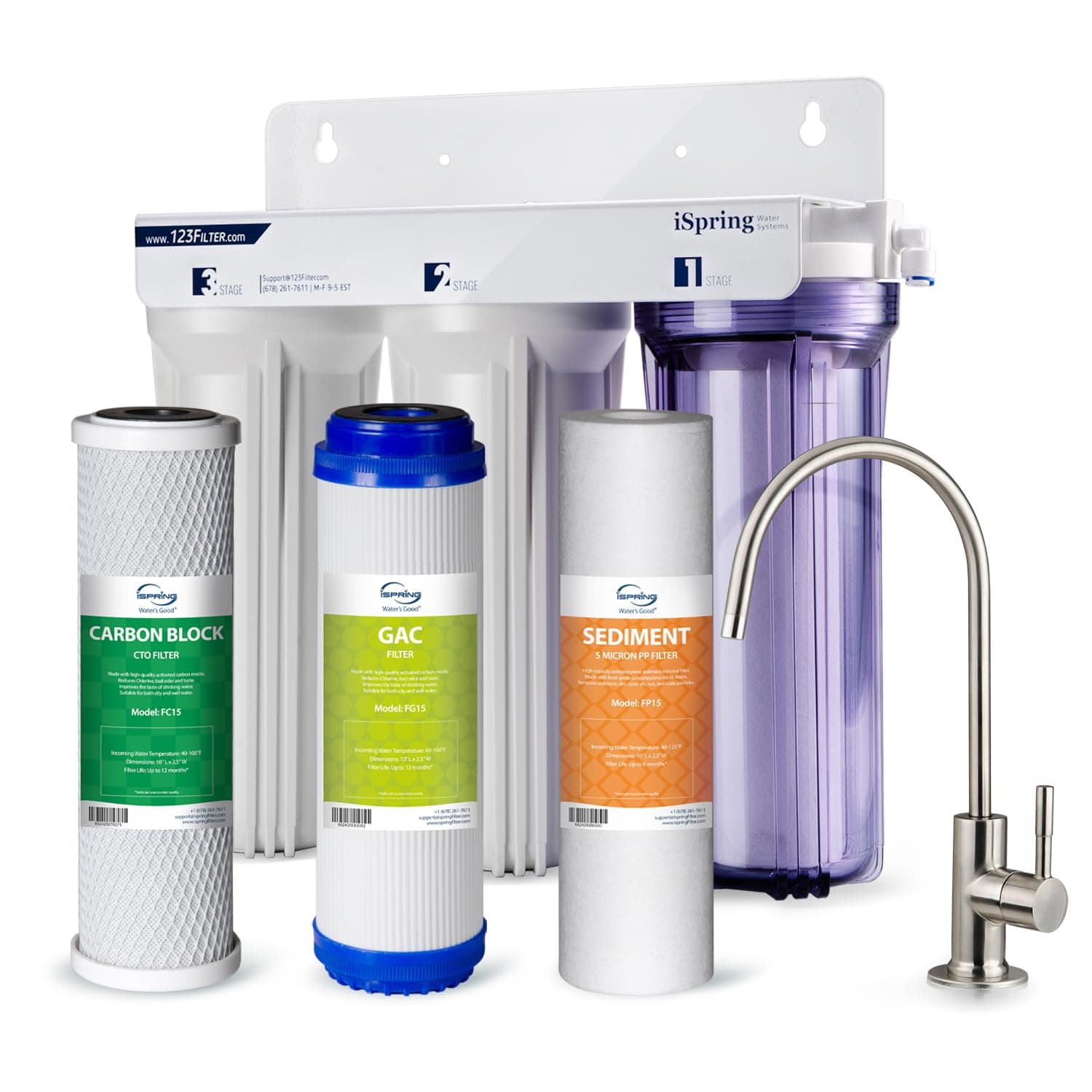 US31 Under Sink Water System, NSF Certified 3-Stage Water Filters, Reduces PFAS, Chloramine, Chlorine and More, Tankless Water Filter System with Faucet