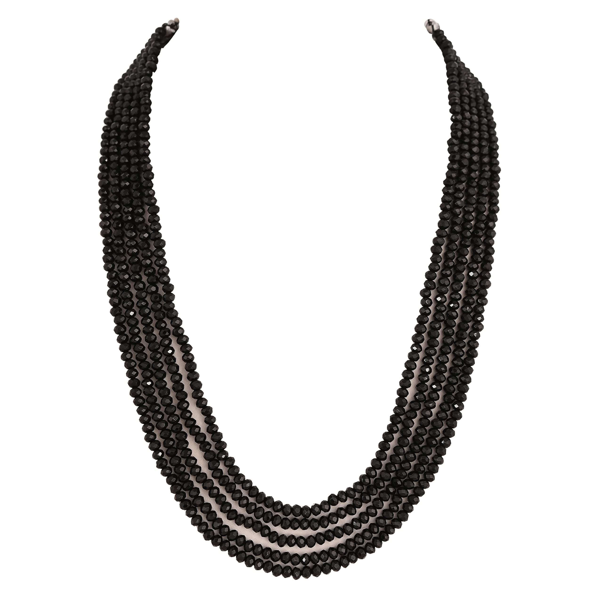 Five Layer Multi-Colour Real Ruby Emerald Onyx Stone Beads Necklace for Women and Girls (Multi Color Five Layer)