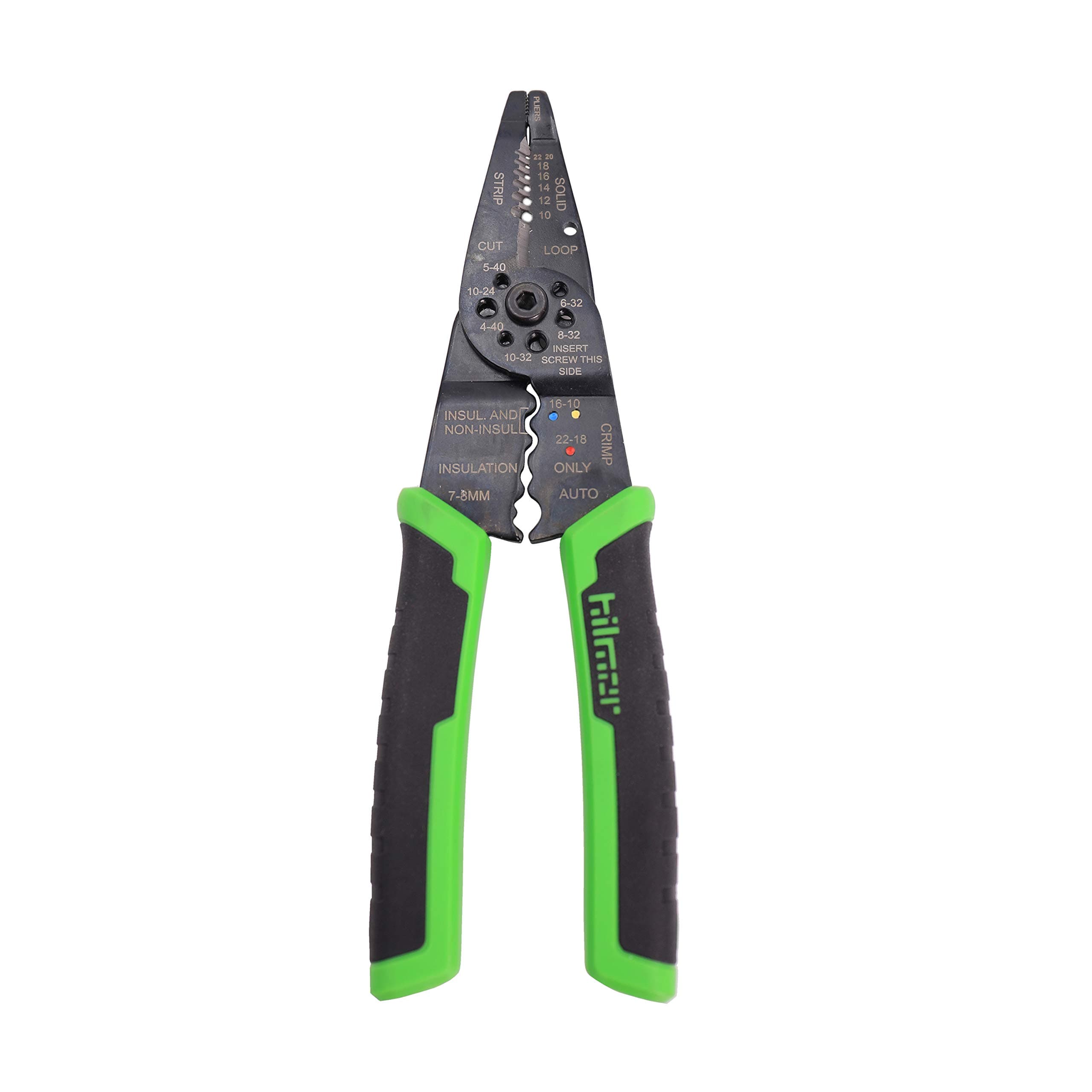 8" Wire Stripper with Rubber Handle Grip, Black & Green, WS8 1885424