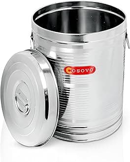 COSOVO® Steel Rice Storage Container 10 KG | Steel Storage Box Drum | Kothi | Dibba (10-100 Kg), Silver