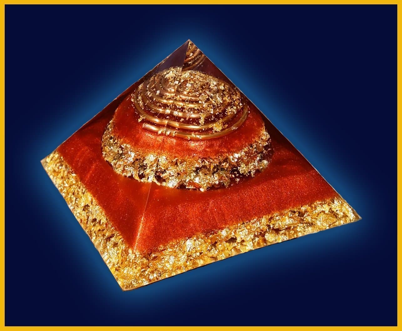 4.5 inch Copper and Gold Flake Orgone Pyramid