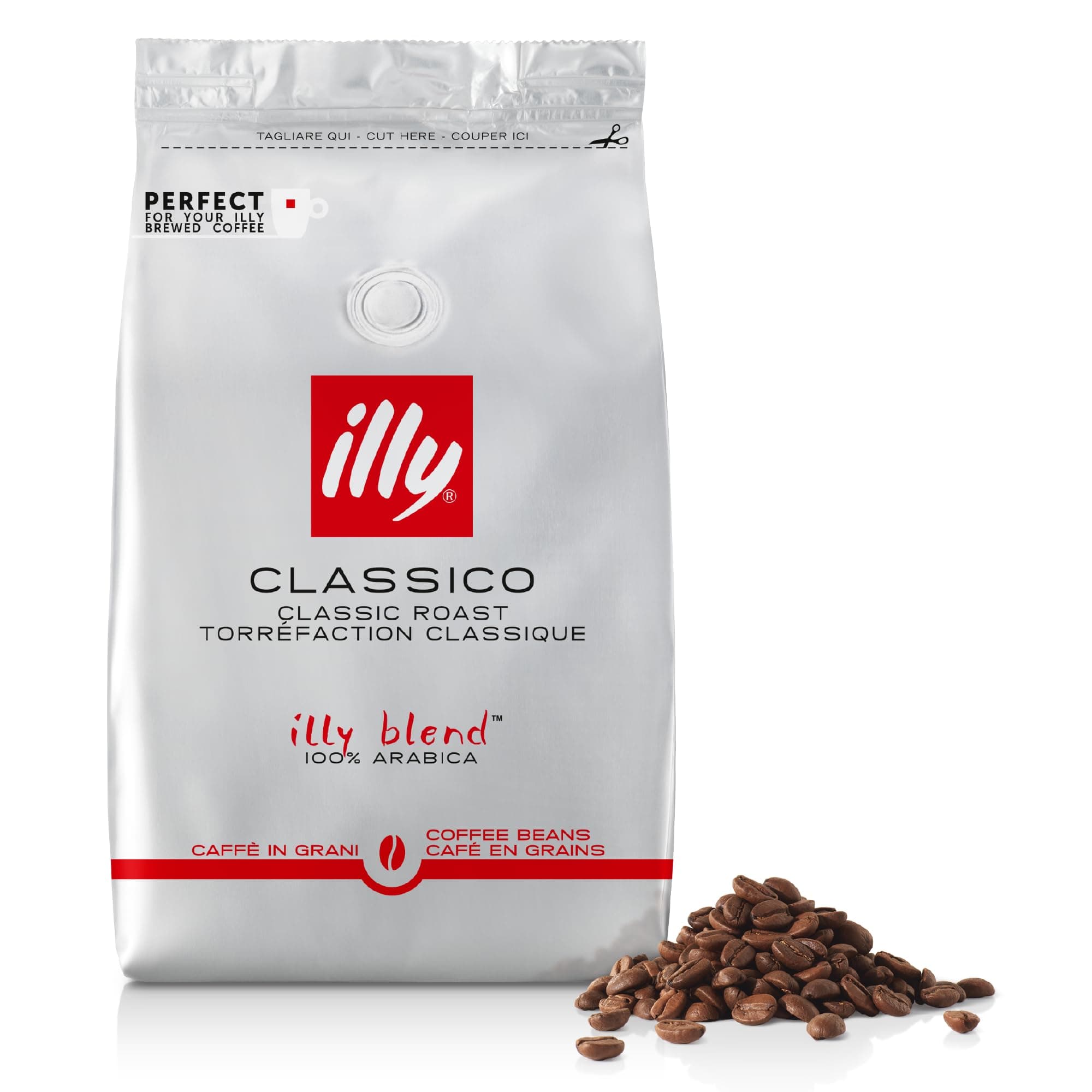 – Classico Coffee Beans, 100% Arabica Blend, Medium Roast, Intensity 5/9, Smooth & Balanced with Caramel & Floral Notes, Suitable for Bean to Cup & Fresh Grinding, 500g Refill Pouch