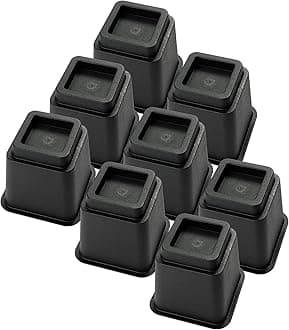 Bed Risers 5 Inches, Heavy Duty Square Furniture Frame Lift for Couch, Chair, Desk, Sofa and Bunk Bedpost, Set of 8