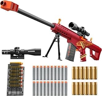 Soft Bullet Toy Gun Sniper Rifle with Scope Realistic Shell ejecting Foam Blaster Fake Gun Shotgun Dart Pellet Shooting Game for Boys Teen Adults Gifts Age 8+ 10 12 Year Old (Red)