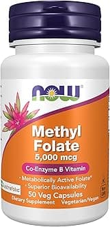 NOW Foods Supplements, Methyl Folate 5000 mcg, Superior Bioavailability, 50 Veg Capsules
