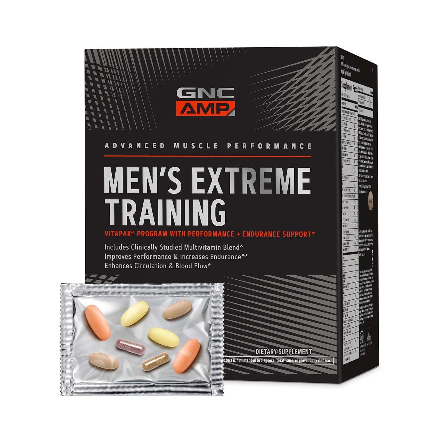 AMP Men’s Extreme Training Vitapak Program, 5 Products in 1, Convenient Vitamin Pack for Performance & Endurance, Adult Multivitamin, Proven Ingredients, Caffeine, Nitric Oxide, 30 Day Supply