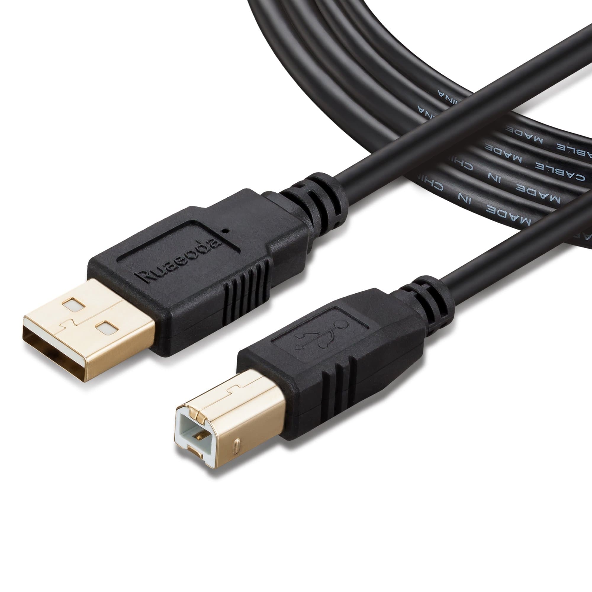Ruaeoda 50 ft USB 2.0 Printer Cable - Type A Male to B Male, Compatible with HP, Canon, Epson, Lexmark, Dell, Xerox, Samsung