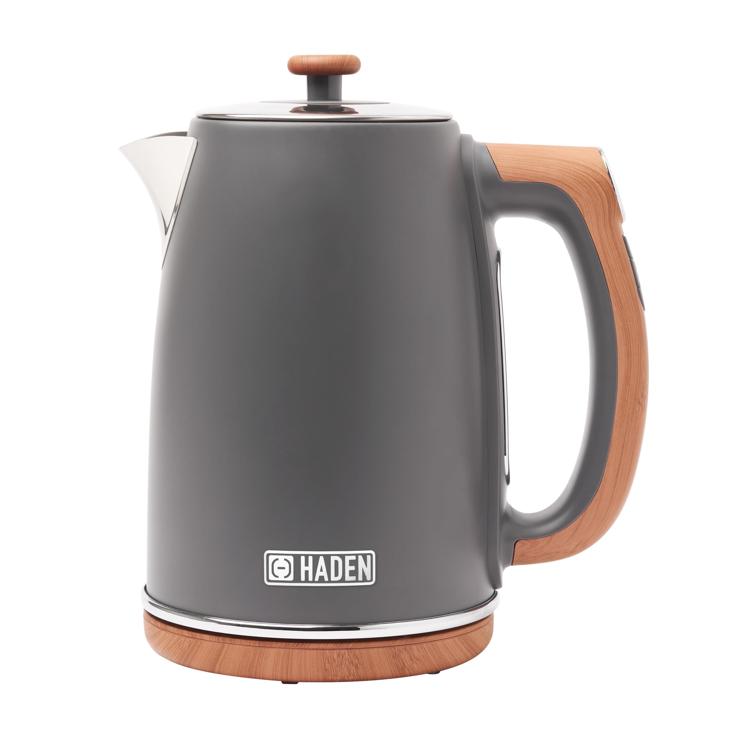 Haden Dorchester Digital Variable Temperature Kettle With Wood Effect Finish, Fast Boil, 3000W, 1.7Litre, Matt Grey CD47