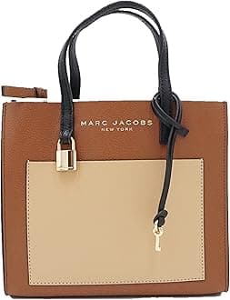 Marc Jacobs M0016132 Chocolate Truffle With Gold Hardware Women's Grind Color Block Mini Tote Bag…