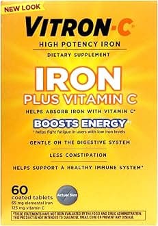 Vitron-C - Iron Supplement - 125 mg / 65 mg Strength - Coated Tablet - 60 per Bottle-MCK