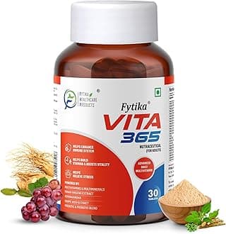 Fytika Vita 365-30 tablets (Pack of 1) | Multivitamin For Men and Women | With Ashwagandha, Ginseng, Probiotics & Prebiotics and Biotin| Enhances Energy, Immunity and Digestion