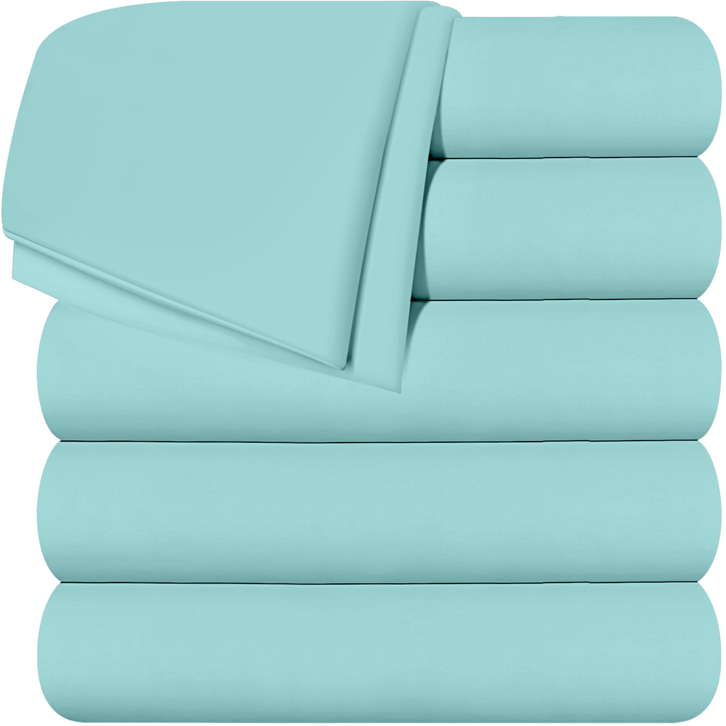 Utopia Bedding Flat Sheets - Pack of 6 - Soft Brushed Microfiber Fabric - Shrinkage & Fade Resistant Top Sheets - Easy Care (Twin, Spa Blue)
