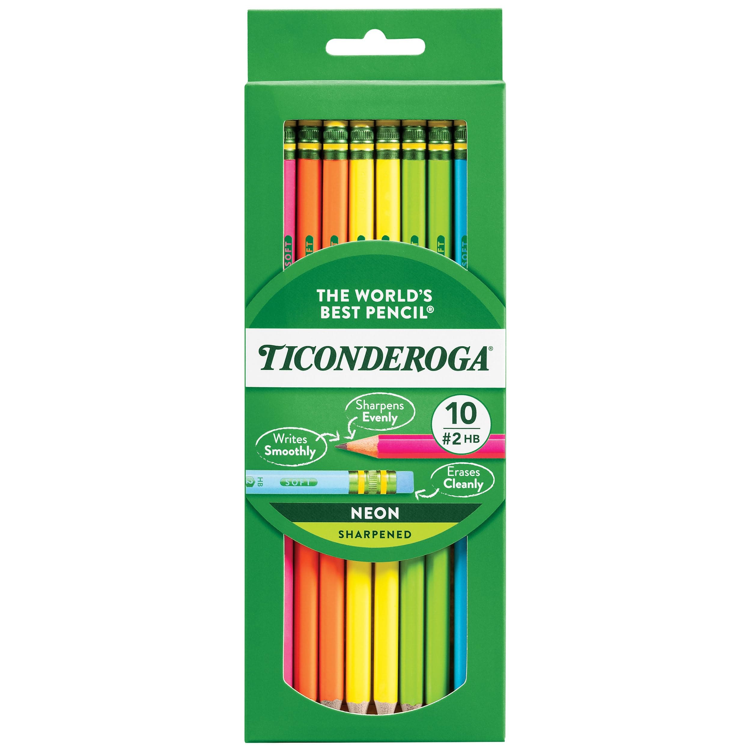 Dixon Wood #2 Pencils 10/Pkg-Assorted Neon