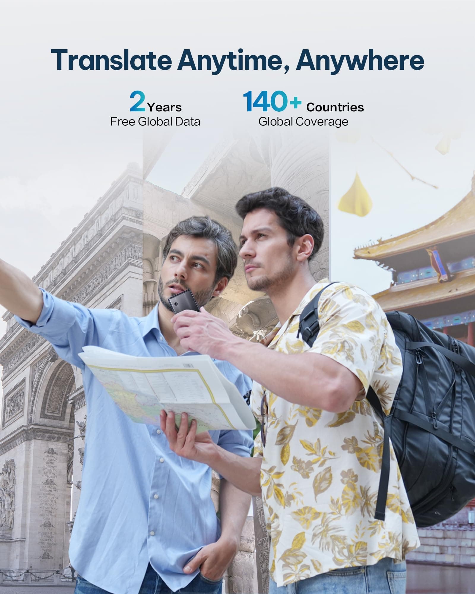 iFLYTEK AI Language Translator Device — 60 Languages, Real-Time Split-Screen & Two-Way Instant Voice Translation, 18 Offline Packs, 2-Year Global Data for K-12 Education, Business, Travel