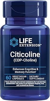 Citicoline (CDP-Choline) - Citicoline Supplement for Brain & Cognitive Health, Focus, Attention, Memory Function - Non-GMO, Gluten Free, Vegetarian - 60 Capsules