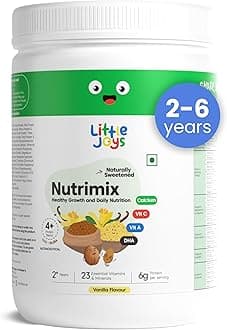 Little Joys Nutrimix Nutrition Powder 350g|2-6 Years|No Refined Sugar|Supports Healthy Growth & Boosts Immunity|With Ragi, Bajra, Almonds & Oats|Vanilla Flavour, 1 count, 11 servings