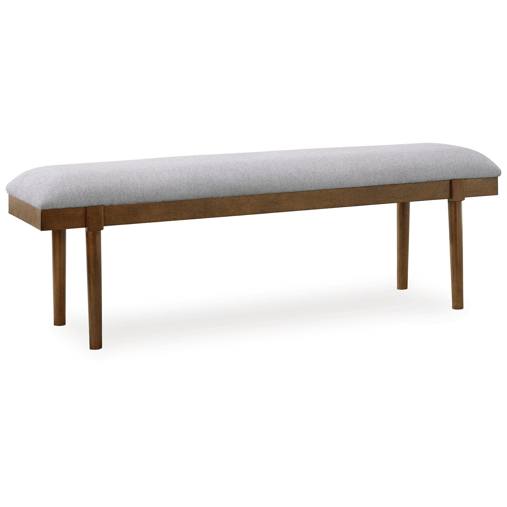 Lyncott 59" Upholstered Solid Wood Frame Dining Bench, Gray/Brown