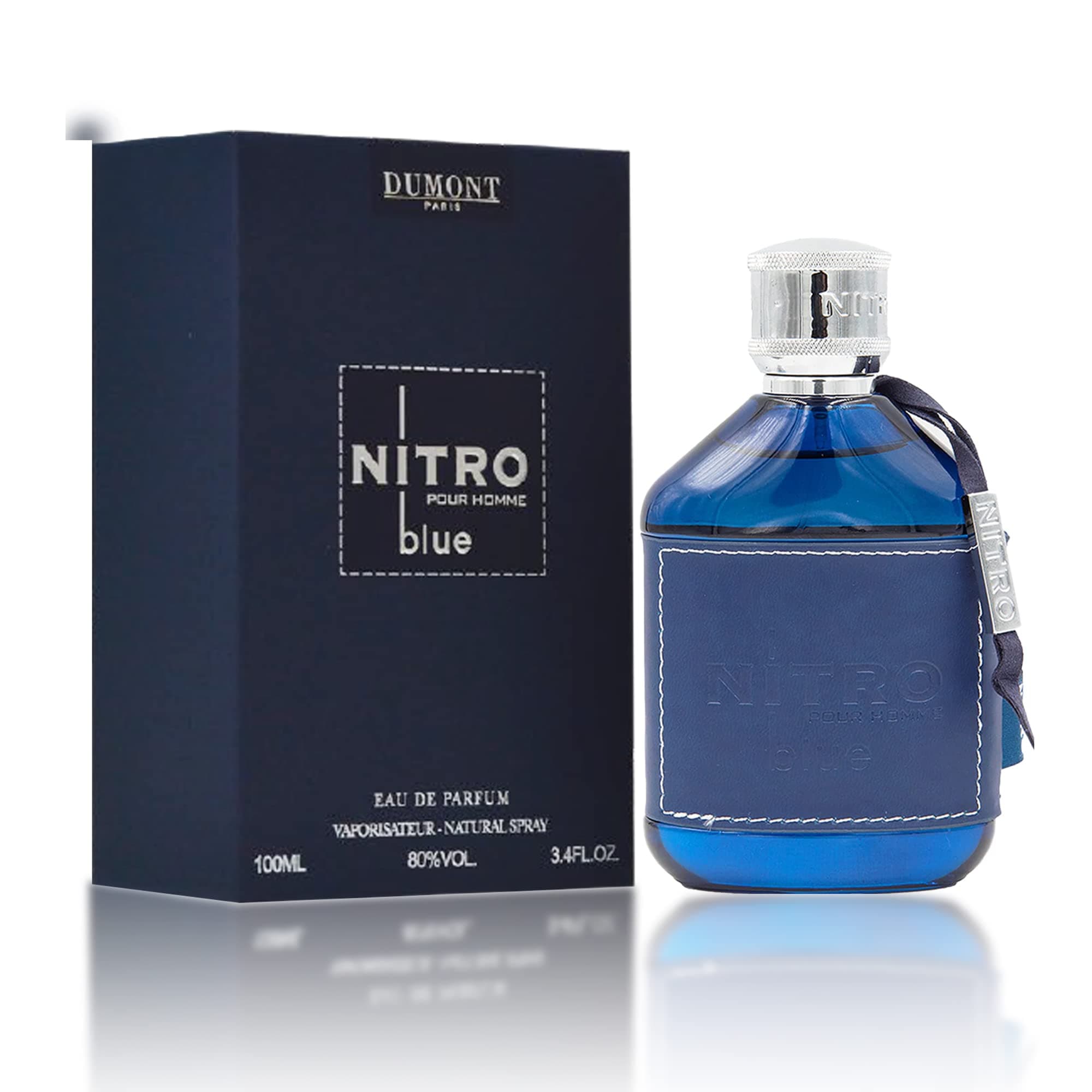 Dumont Nitro Blue 3.4 Fl Oz Eau De Parfum for Men – Fresh Aquatic Floral Woody Fragrance – Luxurious Long Lasting Scent