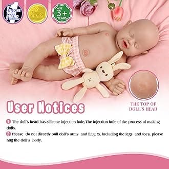 Vollence 12 inch Eye Closed Full Silicone Baby Dolls Realisitc Girl, Not Vinyl Dolls, Lifelike Reborn Silicone Dolls Realistic Full Silicone Baby Child Gifts Children's Gifts