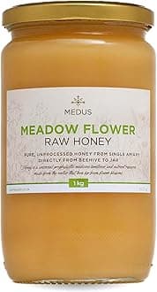 Earthbreath Meadow Flower Raw Honey - 1kg - Pure, pure, Unpasteurised and Unfiltered - Natural Sweetener for Cooking, Coffee, Tea, Juice, Drinks, Food