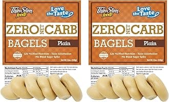 ThinSlim Foods Keto Bagels | Keto Bread Alternative | Low Carb Plain, 2 Pack (6 Zero Net Carb Bagels Per Pack)